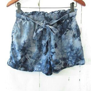 Anthropologie Cloth & Stone Shorts XS Blue Tie Dye Tencel Lyocell Beach Belted